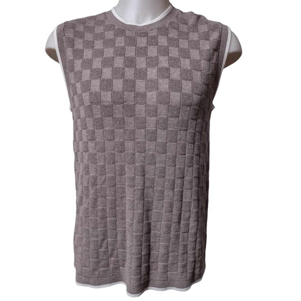 Art‎ Of Rhetoric Vest Men's Large Patchwork Sweater Vest Brown Cotton Blend Soft